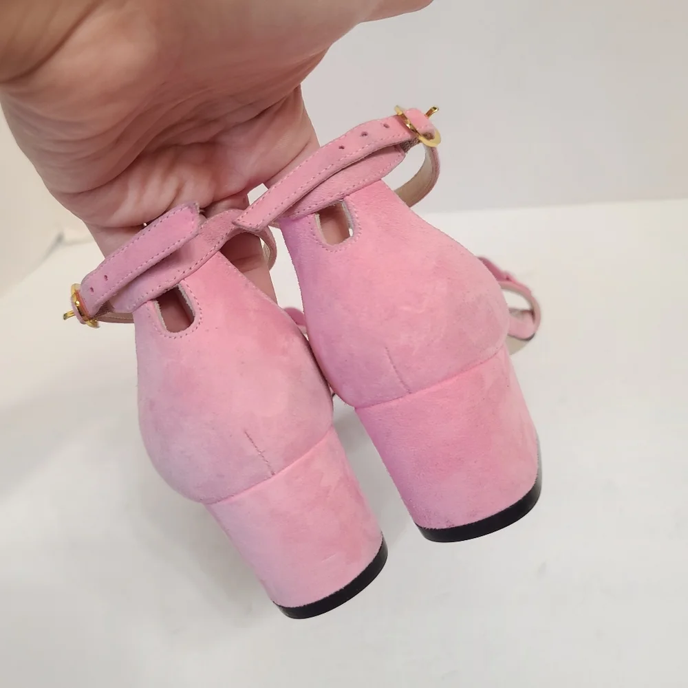 Stuart Weitzman | Amelina 50mm Block Chain Sandals in Pink Size 7 - Picture 11 of 14